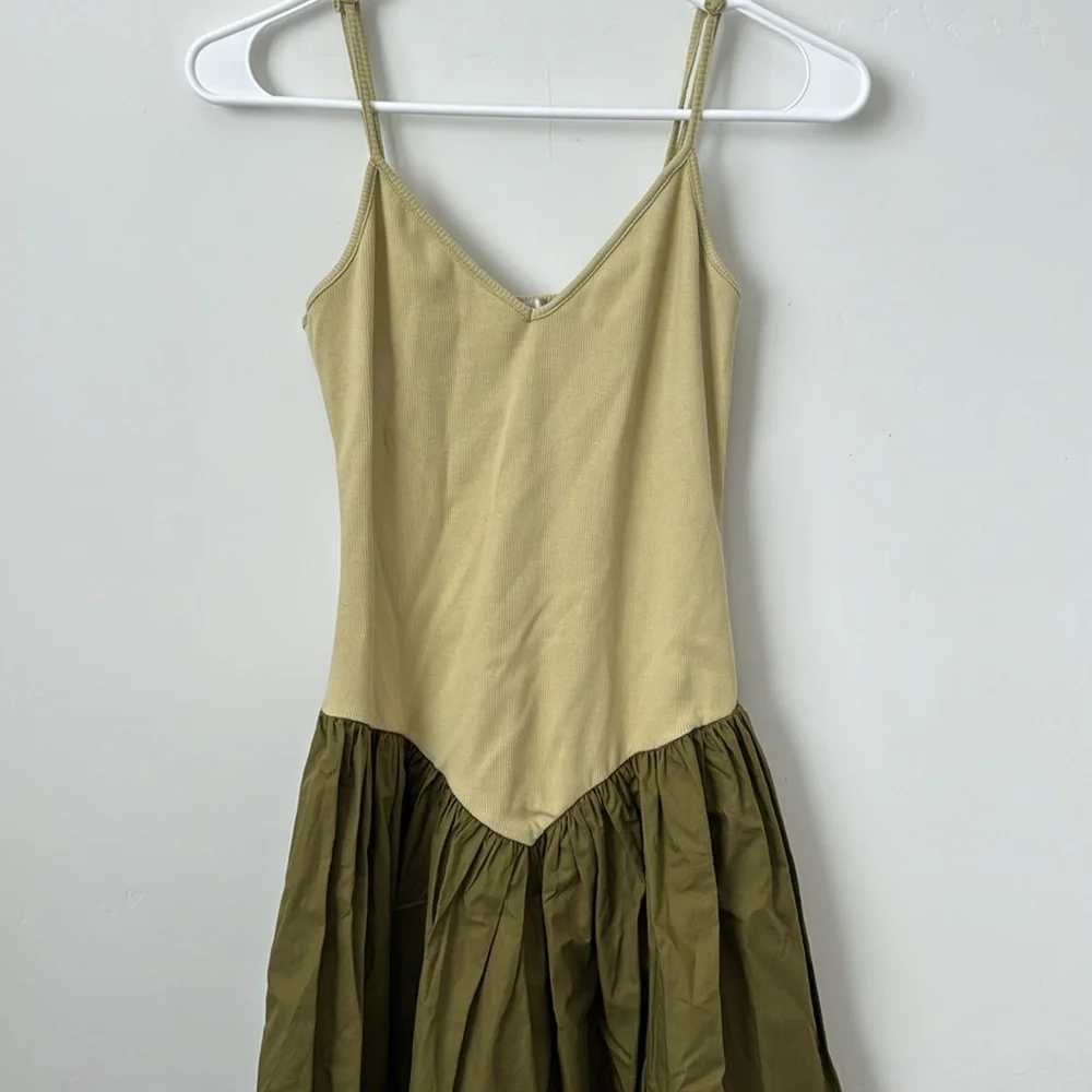 Anthropologie Maeve Sleeveless Ribbed DropWaist Poplin Twofer Midi Dress Size:XS - Picture 5 of 10